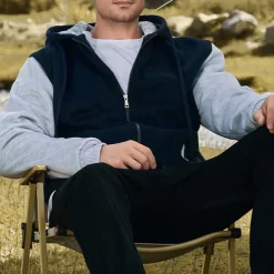 Men's Full Zip Hoodie Zip Up Hoodie Fleece Jacket Black Blue Light Grey Dark Gray Hooded Color Block Zip Up Patchwork Pocket Sports & Outdoor Daily Holiday Polyester Streetwear Basic Casual Fall