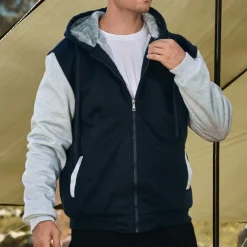 Men's Full Zip Hoodie Zip Up Hoodie Fleece Jacket Black Blue Light Grey Dark Gray Hooded Color Block Zip Up Patchwork Pocket Sports & Outdoor Daily Holiday Polyester Streetwear Basic Casual Fall