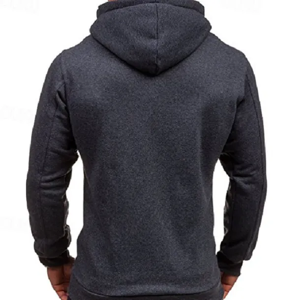 Men's Full Zip Hoodie Zip Up Hoodie Black Wine Navy Blue Light Grey Dark Gray Hooded Plain Zip Up Patchwork Pocket Sports & Outdoor Daily Holiday Polyester Streetwear Basic Casual Spring & Fall