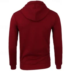 Men's Full Zip Hoodie Zip Up Hoodie Black Wine Navy Blue Light Grey Dark Gray Hooded Plain Zip Up Patchwork Pocket Sports & Outdoor Daily Holiday Polyester Streetwear Basic Casual Spring & Fall