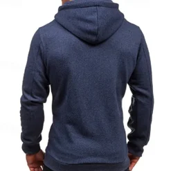 Men's Full Zip Hoodie Zip Up Hoodie Black Wine Navy Blue Light Grey Dark Gray Hooded Plain Zip Up Patchwork Pocket Sports & Outdoor Daily Holiday Polyester Streetwear Basic Casual Spring & Fall