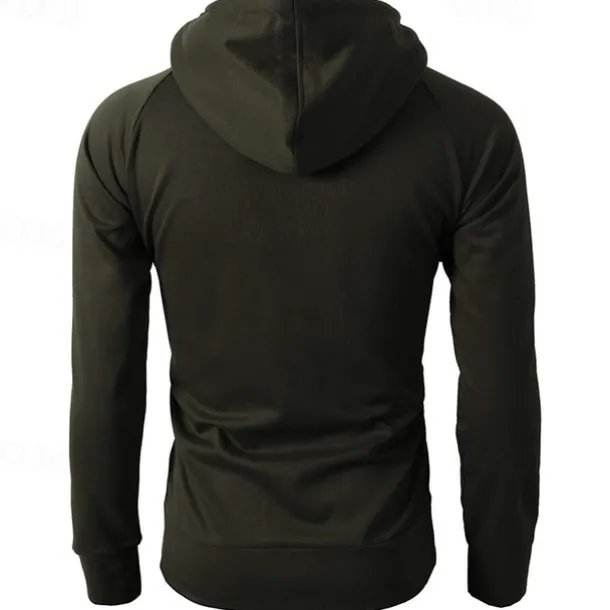 Men's Full Zip Hoodie Zip Up Hoodie Fleece Hoodie Black Wine Army Green Navy Blue Khaki Hooded Plain Zip Up Pocket Sports & Outdoor Daily Holiday Polyester Streetwear Basic Casual Fall & Winter