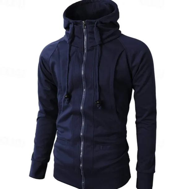 Men's Full Zip Hoodie Zip Up Hoodie Fleece Hoodie Black Wine Army Green Navy Blue Khaki Hooded Plain Zip Up Pocket Sports & Outdoor Daily Holiday Polyester Streetwear Basic Casual Fall & Winter