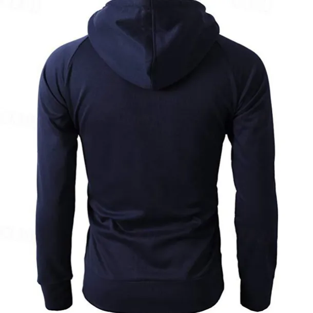 Men's Full Zip Hoodie Zip Up Hoodie Fleece Hoodie Black Wine Army Green Navy Blue Khaki Hooded Plain Zip Up Pocket Sports & Outdoor Daily Holiday Polyester Streetwear Basic Casual Fall & Winter