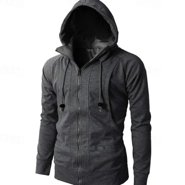 Men's Full Zip Hoodie Zip Up Hoodie Fleece Hoodie Black Wine Army Green Navy Blue Khaki Hooded Plain Zip Up Pocket Sports & Outdoor Daily Holiday Polyester Streetwear Basic Casual Fall & Winter