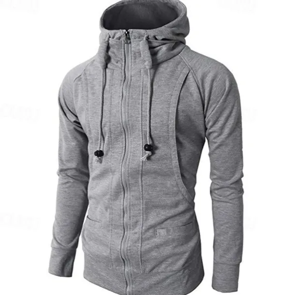 Men's Full Zip Hoodie Zip Up Hoodie Fleece Hoodie Black Wine Army Green Navy Blue Khaki Hooded Plain Zip Up Pocket Sports & Outdoor Daily Holiday Polyester Streetwear Basic Casual Fall & Winter