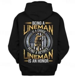 Men's Funny Electrician Hoodies Sweatshirt Fashion Long Sleeve Crew Neck Holiday Streetwear Black Blue Drawstring Fall Winter Designer