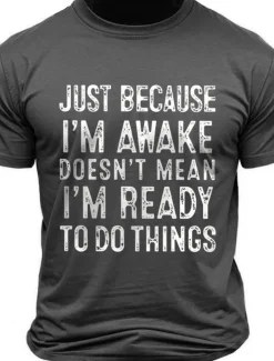 Men's Funny Letter Print T Shirt Tee Top 100% Cotton Short Sleeve Graphic Shirt Black Dark Grey Dark Blue Comfortable Tee Street Sports Outdoor Fashion Designer Clothing