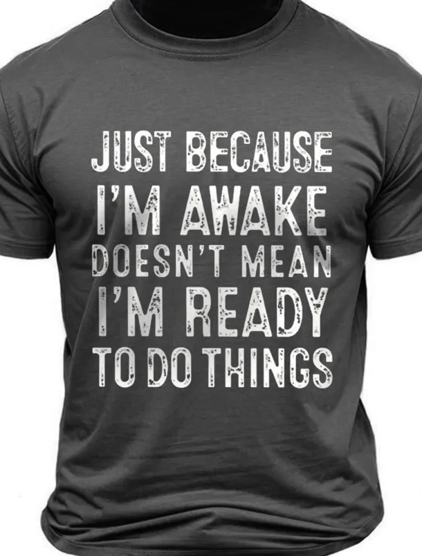 Men's Funny Letter Print T Shirt Tee Top 100% Cotton Short Sleeve Graphic Shirt Black Dark Grey Dark Blue Comfortable Tee Street Sports Outdoor Fashion Designer Clothing