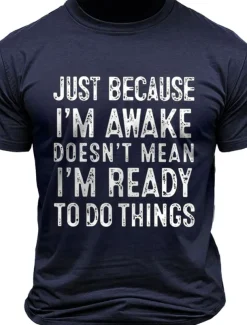 Men's Funny Letter Print T Shirt Tee Top 100% Cotton Short Sleeve Graphic Shirt Black Dark Grey Dark Blue Comfortable Tee Street Sports Outdoor Fashion Designer Clothing