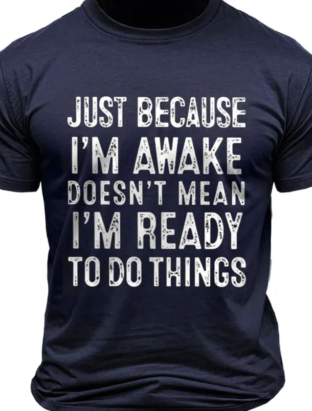 Men's Funny Letter Print T Shirt Tee Top 100% Cotton Short Sleeve Graphic Shirt Black Dark Grey Dark Blue Comfortable Tee Street Sports Outdoor Fashion Designer Clothing