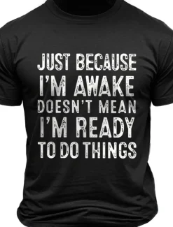 Men's Funny Letter Print T Shirt Tee Top 100% Cotton Short Sleeve Graphic Shirt Black Dark Grey Dark Blue Comfortable Tee Street Sports Outdoor Fashion Designer Clothing