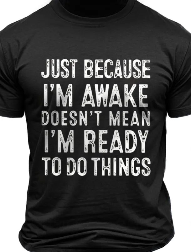 Men's Funny Letter Print T Shirt Tee Top 100% Cotton Short Sleeve Graphic Shirt Black Dark Grey Dark Blue Comfortable Tee Street Sports Outdoor Fashion Designer Clothing