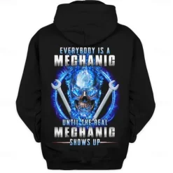 Men's Funny Mechanic Hoodies Sweatshirt Fashion Cool Long Sleeve Crew Neck Party Holiday Streetwear Black Blue Drawstring Fall Winter Designer