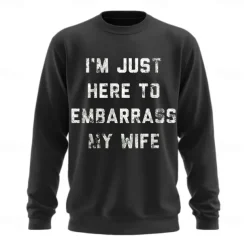 Men's Funny Slang Sweatshirt Fashion Daily Long Sleeve Crew Neck Black White Crewneck 3D All Seasons Designer