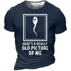 Men's Funny Sperm Here's Graphic Prints T Shirt Tee Funny T Shirts Distressed T Shirt Short Sleeve T shirt 3D Print Crew Neck Shirt Vintage Sports Designer Outdoor Street Daily