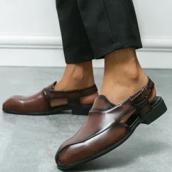 Men's Genuine Leather Open-Back Clogs & Mules - Comfortable Slip-On Formal and Casual Footwear