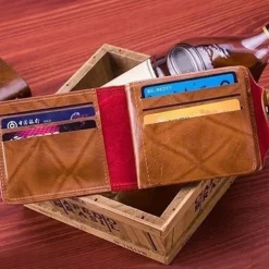 Men's Genuine Leather Wallet Vintage Short Multi Function ID Credit Card Holder Gifts To Men On Valentine's Day Father's Day