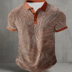 Men's Geometic Line Polo Short Sleeve Polo Shirts Collared Shirts Abstract Casual Street Athleisure Daily Wear Buttons Summer Blue Purple Orange