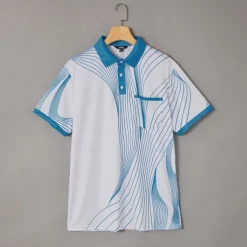 Men's Geometic Line Polo Short Sleeve Polo Shirts Collared Shirts Business Casual Outdoor Athleisure Daily Wear 3D Print Buttons Summer Black Red Blue