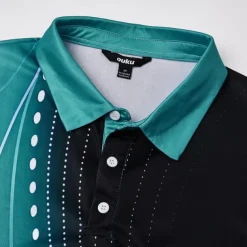 Men's Geometic Line Polo Short Sleeve Polo Shirts Collared Shirts Business Casual Outdoor Athleisure Daily Wear Pocket 3D Print Buttons Summer Lake blue Red Blue