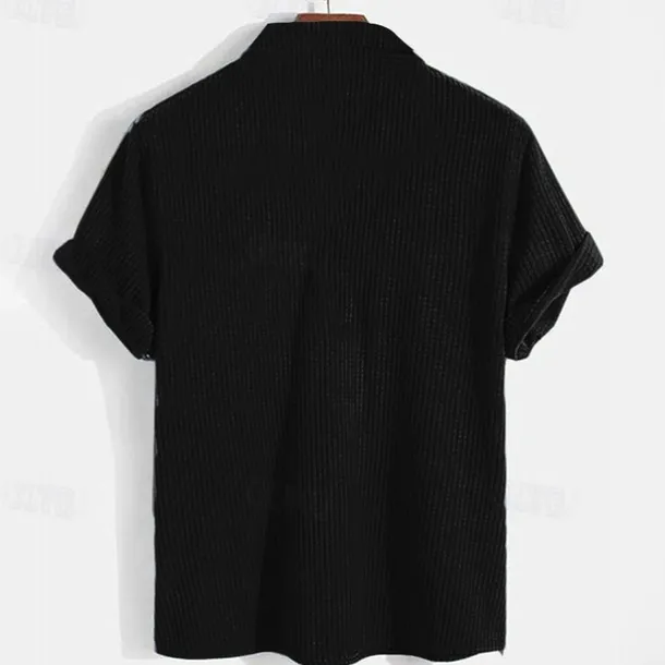 Men's Geometic Line Waffle Polo Shirts Short Sleeve Polo Shirts Collared Shirts Business Casual School Business Athleisure Buttons 3D Print Summer Red Blue Purple