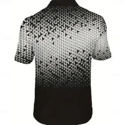 Men's Geometic Polo Short Sleeve Polo Shirts Collared Shirts Business Casual Athleisure Buttons Summer Black Blue Brown