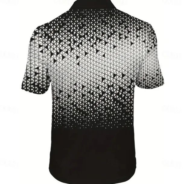 Men's Geometic Polo Short Sleeve Polo Shirts Collared Shirts Business Casual Athleisure Buttons Summer Black Blue Brown