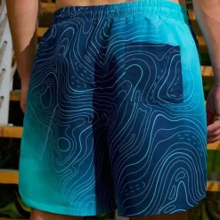 Men's Geometric Gradient Color Lined Shorts 2 in 1 Board Shorts Swim Shorts Mid Waist Hawaiian Vacation Holiday Beach Wear Side Pockets With Compression Liner Elastic Drawstring Waist Designer