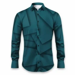 Men's Geometric Pattern Geometry Shirt Button Up Shirt Long Sleeve Artistic Daily Wear Going out Fall & Winter Turndown Print Button-Down Black White Blue Orange Khaki