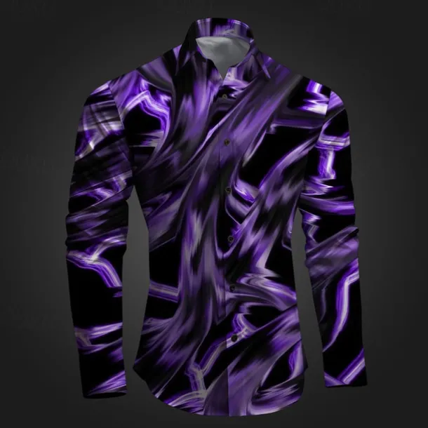 Men's Geometric Pattern Graffiti Button Up Shirt Printed Shirts Long Sleeve Subcultural Vacation Party Street Spring & Summer Turndown Print Button-Down Pink Red Blue Sky Blue Purple