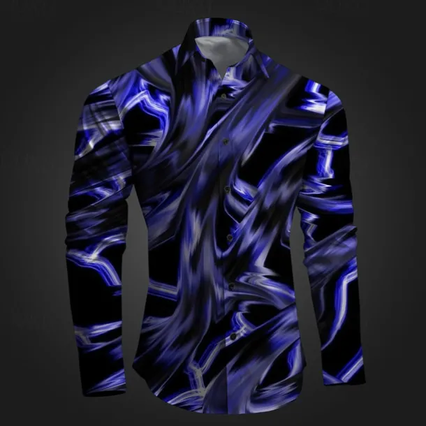 Men's Geometric Pattern Graffiti Button Up Shirt Printed Shirts Long Sleeve Subcultural Vacation Party Street Spring & Summer Turndown Print Button-Down Pink Red Blue Sky Blue Purple