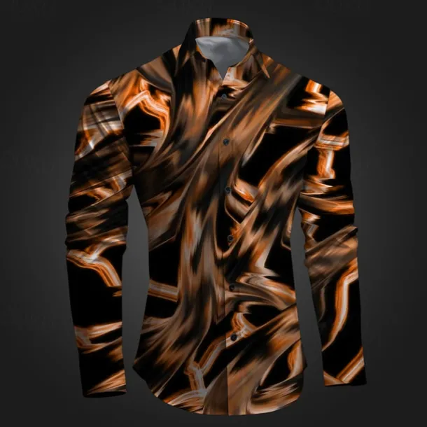 Men's Geometric Pattern Graffiti Button Up Shirt Printed Shirts Long Sleeve Subcultural Vacation Party Street Spring & Summer Turndown Print Button-Down Pink Red Blue Sky Blue Purple