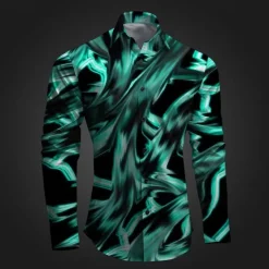 Men's Geometric Pattern Graffiti Button Up Shirt Printed Shirts Long Sleeve Subcultural Vacation Party Street Spring & Summer Turndown Print Button-Down Pink Red Blue Sky Blue Purple