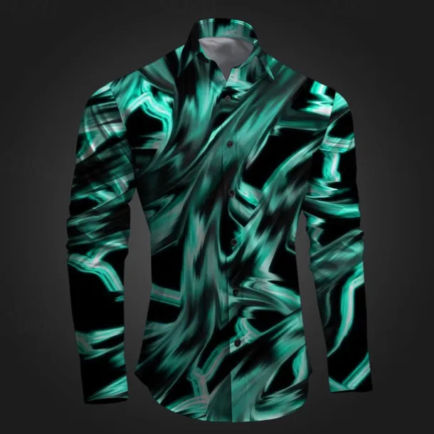 Men's Geometric Pattern Graffiti Button Up Shirt Printed Shirts Long Sleeve Subcultural Vacation Party Street Spring & Summer Turndown Print Button-Down Pink Red Blue Sky Blue Purple