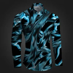 Men's Geometric Pattern Graffiti Button Up Shirt Printed Shirts Long Sleeve Subcultural Vacation Party Street Spring & Summer Turndown Print Button-Down Pink Red Blue Sky Blue Purple