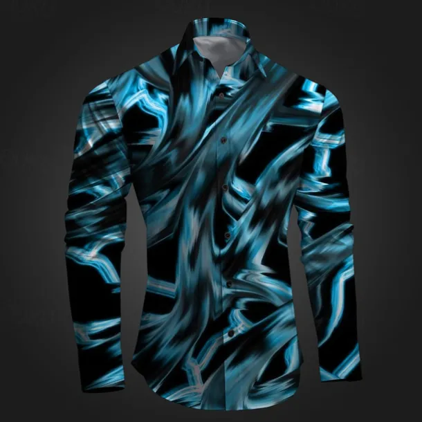 Men's Geometric Pattern Graffiti Button Up Shirt Printed Shirts Long Sleeve Subcultural Vacation Party Street Spring & Summer Turndown Print Button-Down Pink Red Blue Sky Blue Purple