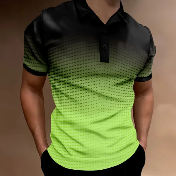 Men's Geometric Polo Short Sleeve Polo Shirts Collared Shirts Business Casual School Outdoor Athleisure Daily Wear 3D Print Summer Lake blue Sky Blue Purple