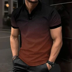 Men's Geometric Polo Short Sleeve Polo Shirts Collared Shirts Business Casual School Outdoor Athleisure Daily Wear 3D Print Summer Lake blue Sky Blue Purple
