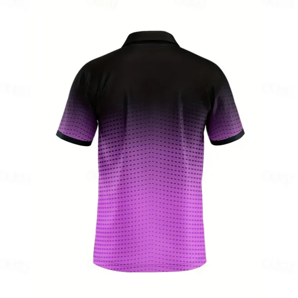 Men's Geometric Polo Short Sleeve Polo Shirts Collared Shirts Business Casual School Outdoor Athleisure Daily Wear 3D Print Summer Lake blue Sky Blue Purple