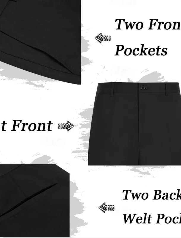 Men's Geometric Striped Dress Pants Trousers Mid Waist Business Casual Outdoor Vacation Streetwear with Pockets Slim Fit Flat-Front Summer Spring Fall 3D Print Yellow Beige Gray