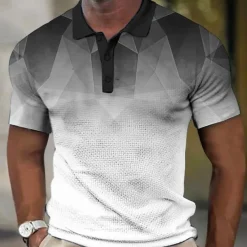 Men's Geometric Waffle Polo Shirts Golf Shirt Short Sleeve Polo Shirts Collared Shirts Casual Vacation Wear Formal Wear Festival Wear Buttons 3D Print Yellow Blue Purple