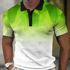 Men's Geometric Waffle Polo Shirts Golf Shirt Short Sleeve Polo Shirts Collared Shirts Casual Vacation Wear Formal Wear Festival Wear Buttons 3D Print Yellow Blue Purple