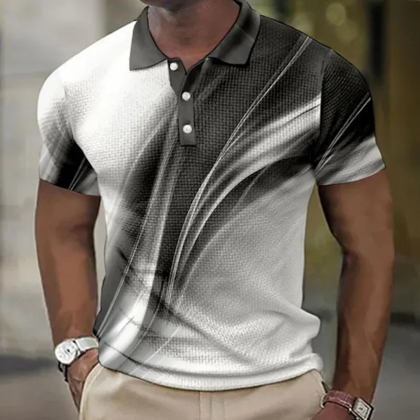 Men's Geometric Waffle Polo Shirts Golf Shirt Short Sleeve Polo Shirts Collared Shirts Business Casual Vacation Wear Formal Wear Festival Wear Buttons 3D Print Yellow Red Royal Blue