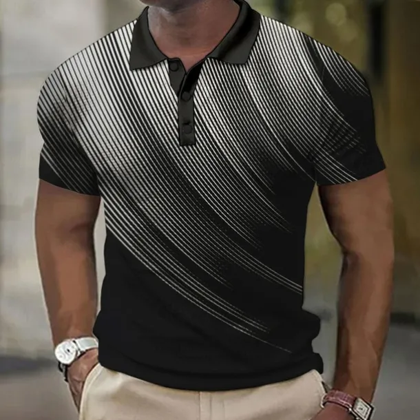 Men's Geometric Waffle Polo Shirts Golf Shirt Short Sleeve Polo Shirts Collared Shirts Business Casual Vacation Wear Formal Wear Festival Wear Buttons 3D Print Black White Yellow