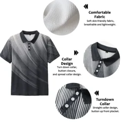 Men's Geometric Waffle Polo Shirts Golf Shirt Short Sleeve Polo Shirts Collared Shirts Business Casual Vacation Wear Formal Wear Festival Wear Buttons 3D Print Black White Yellow