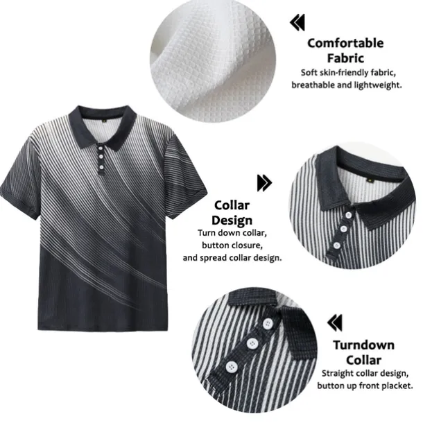 Men's Geometric Waffle Polo Shirts Golf Shirt Short Sleeve Polo Shirts Collared Shirts Business Casual Vacation Wear Formal Wear Festival Wear Buttons 3D Print Black White Yellow