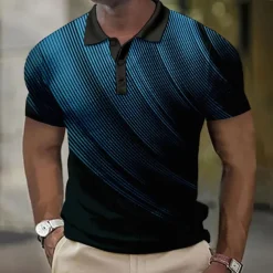 Men's Geometric Waffle Polo Shirts Golf Shirt Short Sleeve Polo Shirts Collared Shirts Business Casual Vacation Wear Formal Wear Festival Wear Buttons 3D Print Black White Yellow