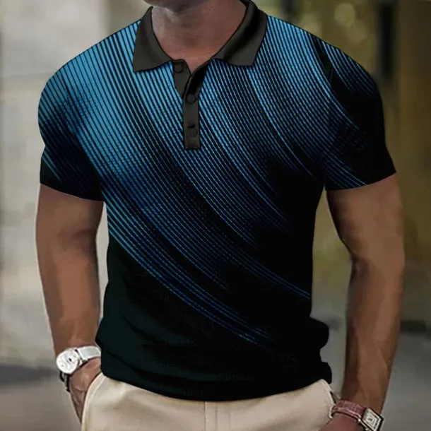 Men's Geometric Waffle Polo Shirts Golf Shirt Short Sleeve Polo Shirts Collared Shirts Business Casual Vacation Wear Formal Wear Festival Wear Buttons 3D Print Black White Yellow