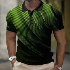 Men's Geometric Waffle Polo Shirts Golf Shirt Short Sleeve Polo Shirts Collared Shirts Business Casual Vacation Wear Formal Wear Festival Wear Buttons 3D Print Black White Yellow